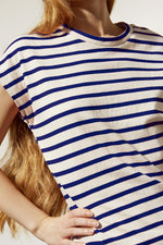 Carica l'immagine nel visualizzatore di Gallery, Canotta Theoxane Navy/Ecru - Le Mont Saint Michel