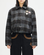 Carica l'immagine nel visualizzatore di Gallery, Lost World Wool Blend Bomber Grey Check - Deus Ex Machina