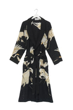 Carica l&#39;immagine nel visualizzatore di Gallery, Kimono Stork Black Crepe Gown - One Hundred Stars
