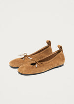 Carica l'immagine nel visualizzatore di Gallery, Rosalind Suede Tan Leather Ballet Flats - Alohas