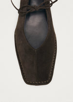 Carica l'immagine nel visualizzatore di Gallery, Sway Suede Coffee Brown Leather Ballet Flats - Alohas
