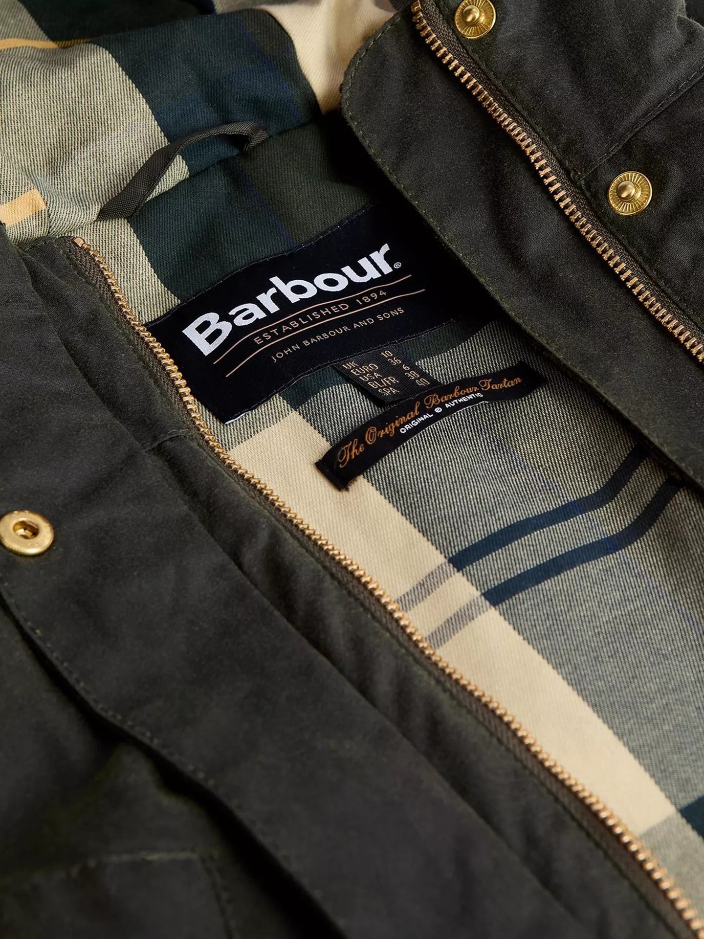 Marcy Wax Parka Fern/Ancient Tartan - Barbour
