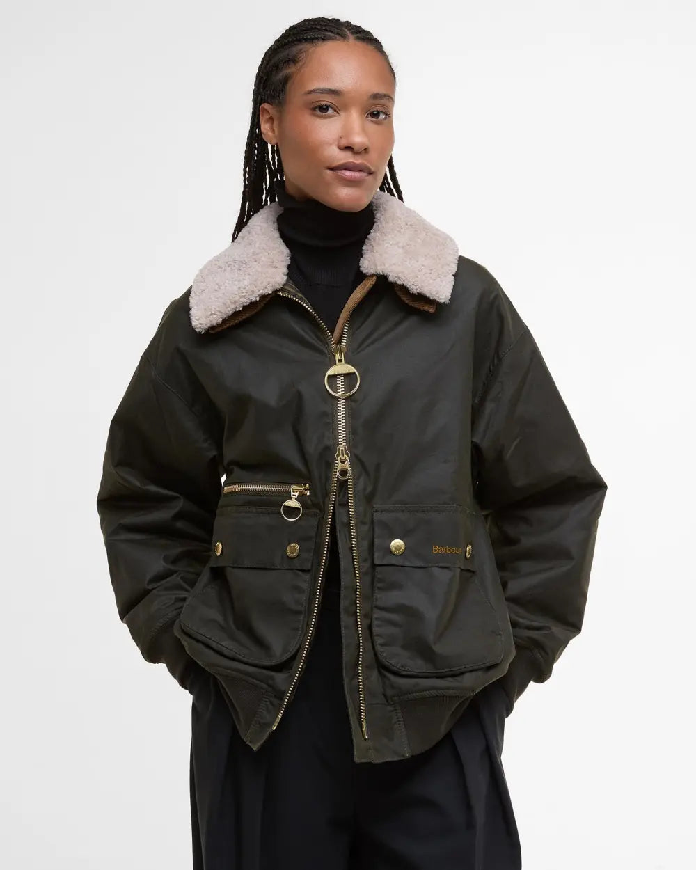 Maxine Waxed Bomber Jacket Archive Olive - Barbour