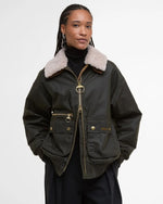 Carica l&#39;immagine nel visualizzatore di Gallery, Maxine Waxed Bomber Jacket Archive Olive - Barbour
