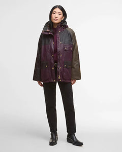 Keeley Waxed Jacket Merlot/Rustic/Beech/Muted Tartan - Barbour