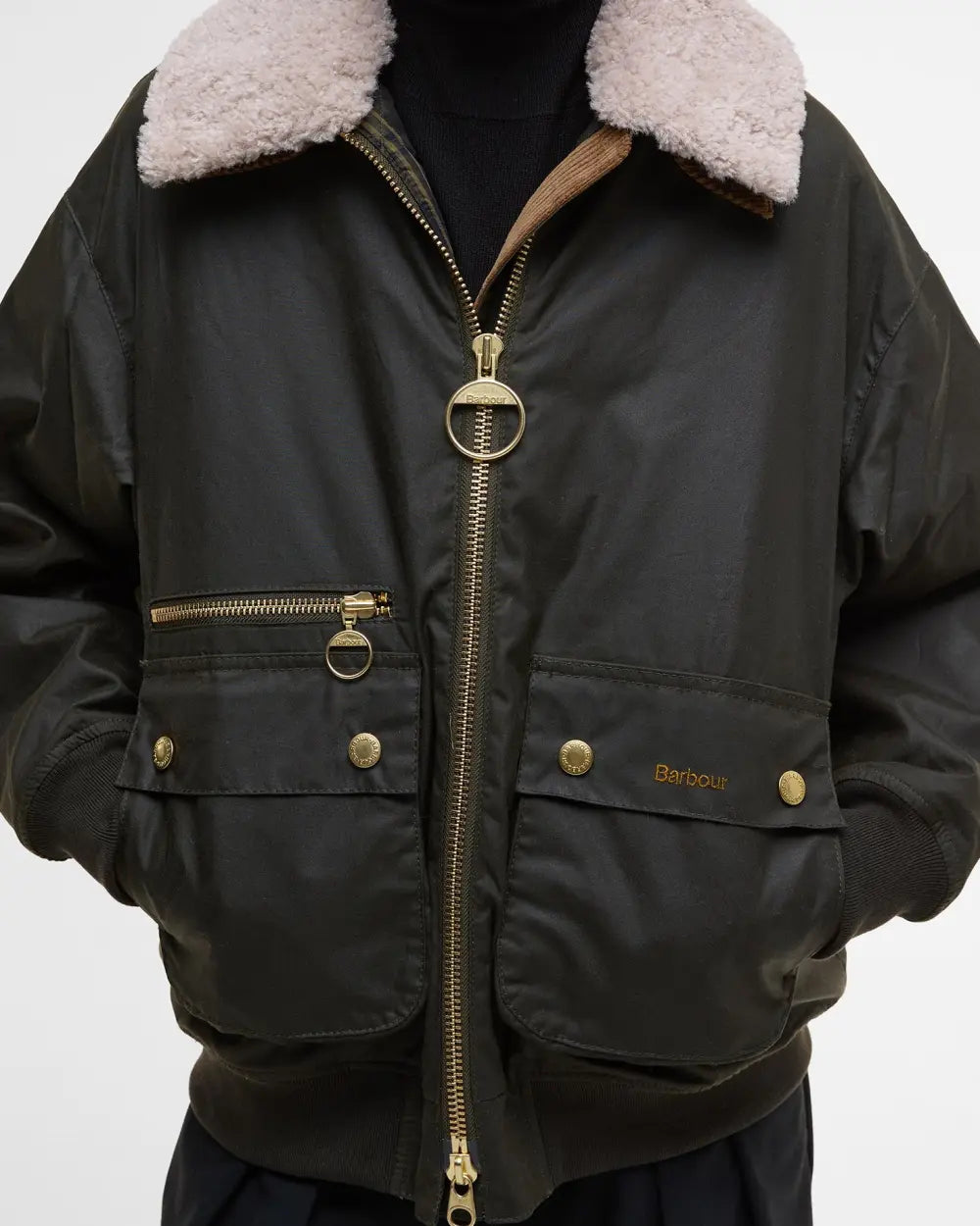 Maxine Waxed Bomber Jacket Archive Olive - Barbour