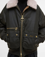 Carica l&#39;immagine nel visualizzatore di Gallery, Maxine Waxed Bomber Jacket Archive Olive - Barbour
