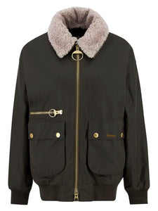 Maxine Waxed Bomber Jacket Archive Olive - Barbour