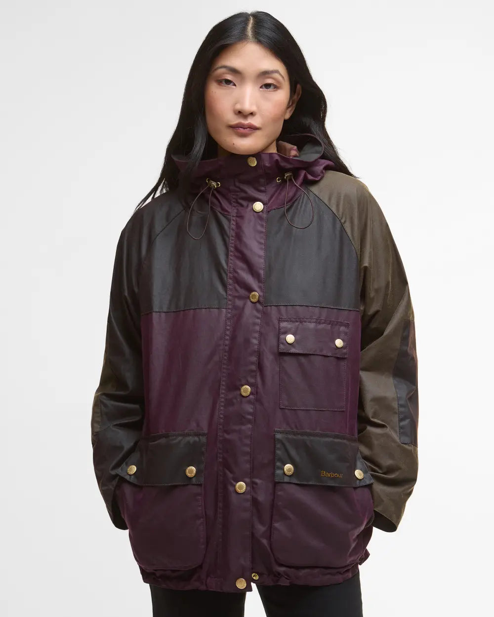 Keeley Waxed Jacket Merlot/Rustic/Beech/Muted Tartan - Barbour
