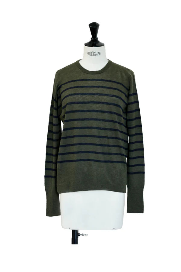 Maglia Girocollo Righe Green Navy - C.T.plage