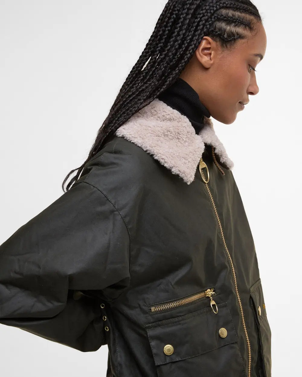 Maxine Waxed Bomber Jacket Archive Olive - Barbour
