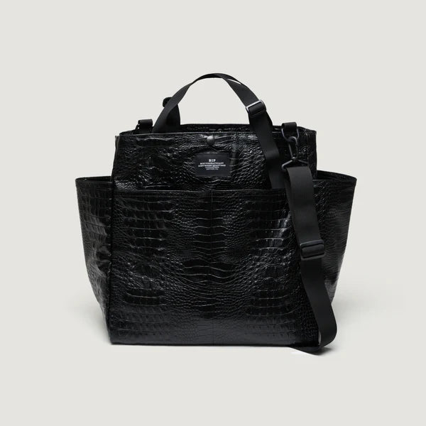 Carry All Beach Bag Big Black Croco - BAGSINPROGRESS