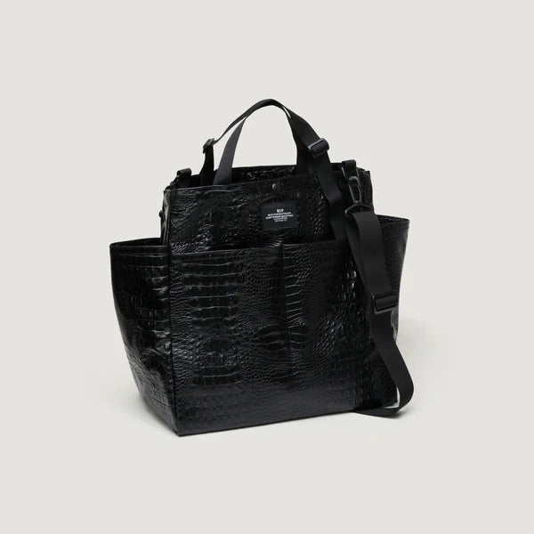 Carry All Beach Bag Big Black Croco - BAGSINPROGRESS