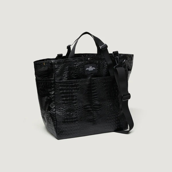 Carry All Beach Bag Big Black Croco - BAGSINPROGRESS