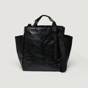 Carry All Beach Bag Big Black Croco - BAGSINPROGRESS
