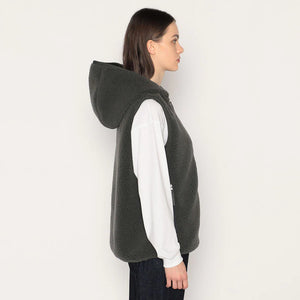 Insulation Light Boa Hooded Vest Beige - Danton