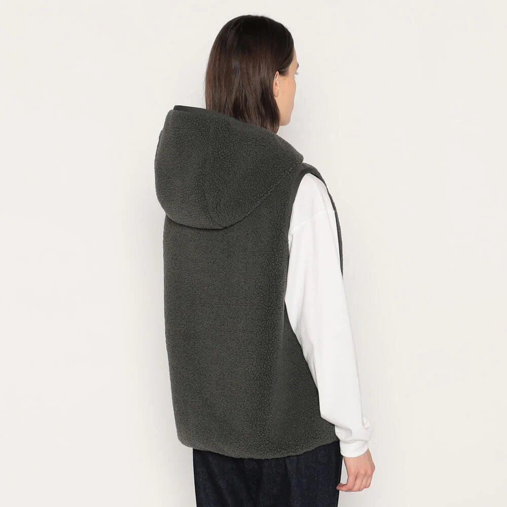 Insulation Light Boa Hooded Vest Beige - Danton