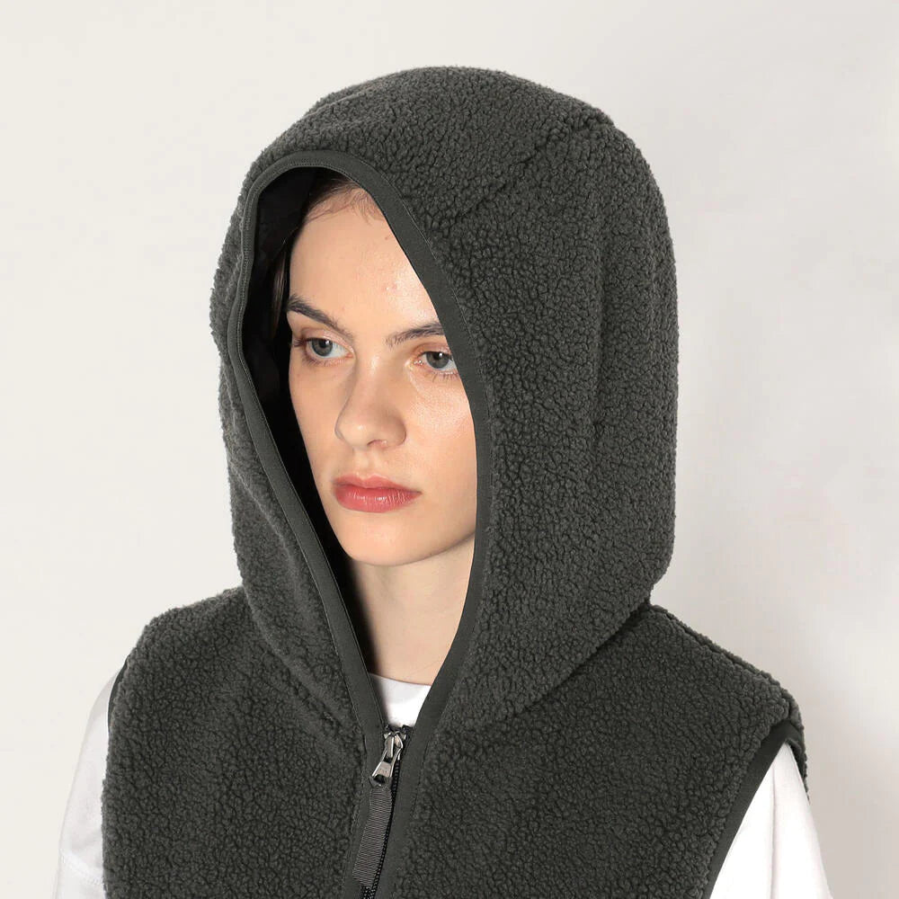 Insulation Light Boa Hooded Vest Beige - Danton