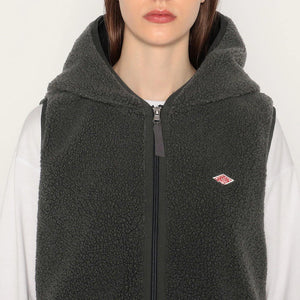Insulation Light Boa Hooded Vest Beige - Danton
