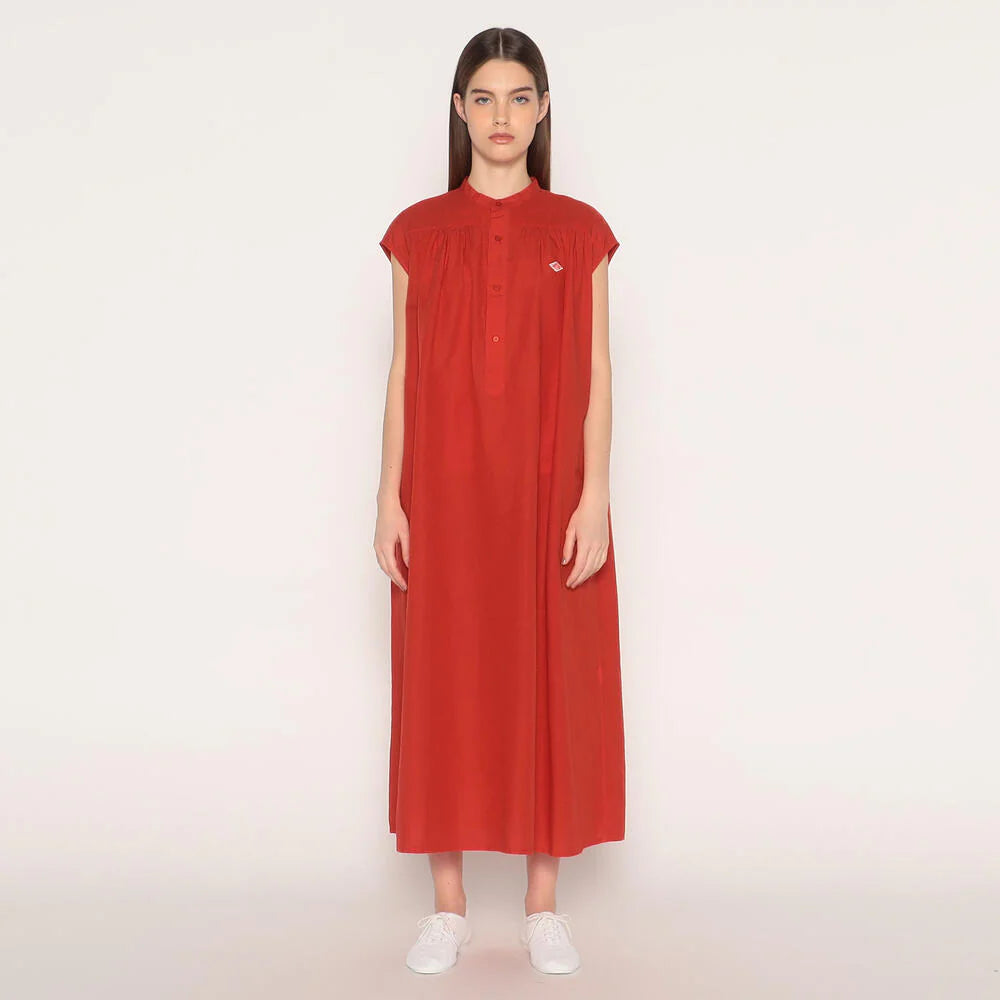 Women's Cotton Linen Slub Sleevless Long Dress - Danton
