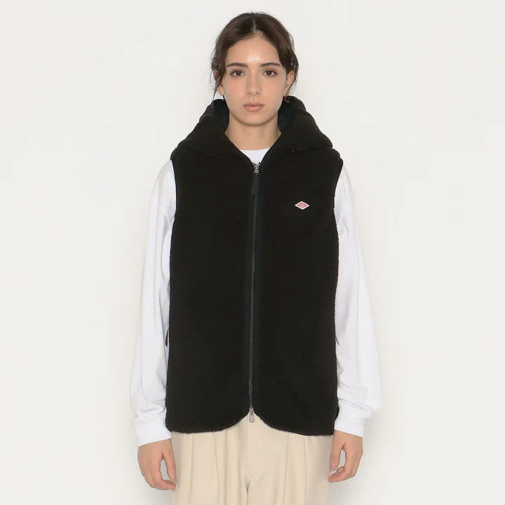 Insulation Light Boa Hooded Vest Black - Danton