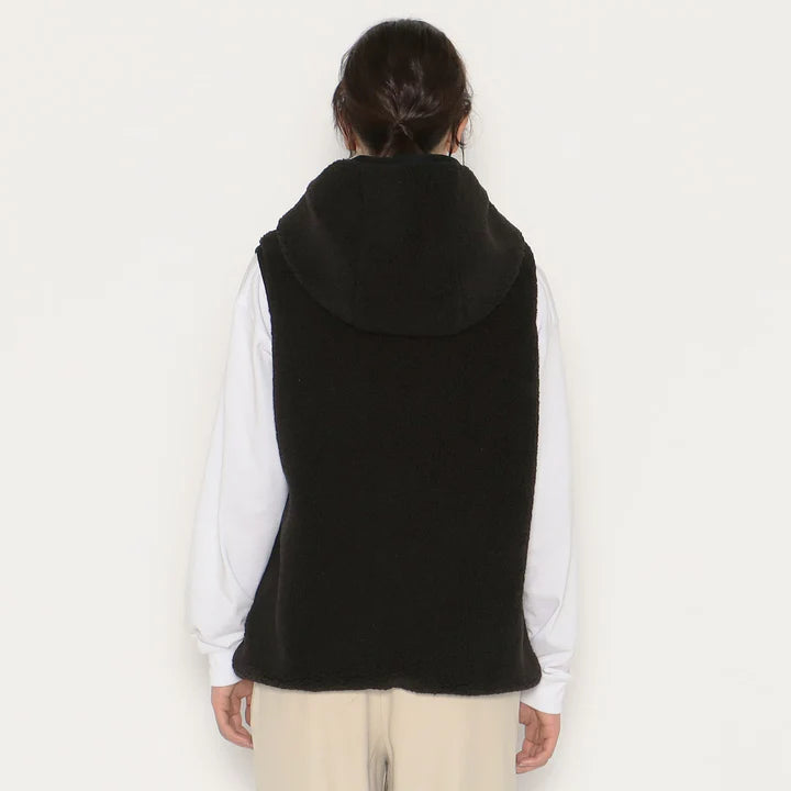 Insulation Light Boa Hooded Vest Black - Danton