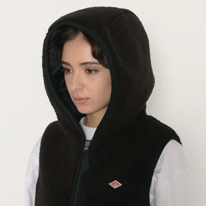 Insulation Light Boa Hooded Vest Black - Danton