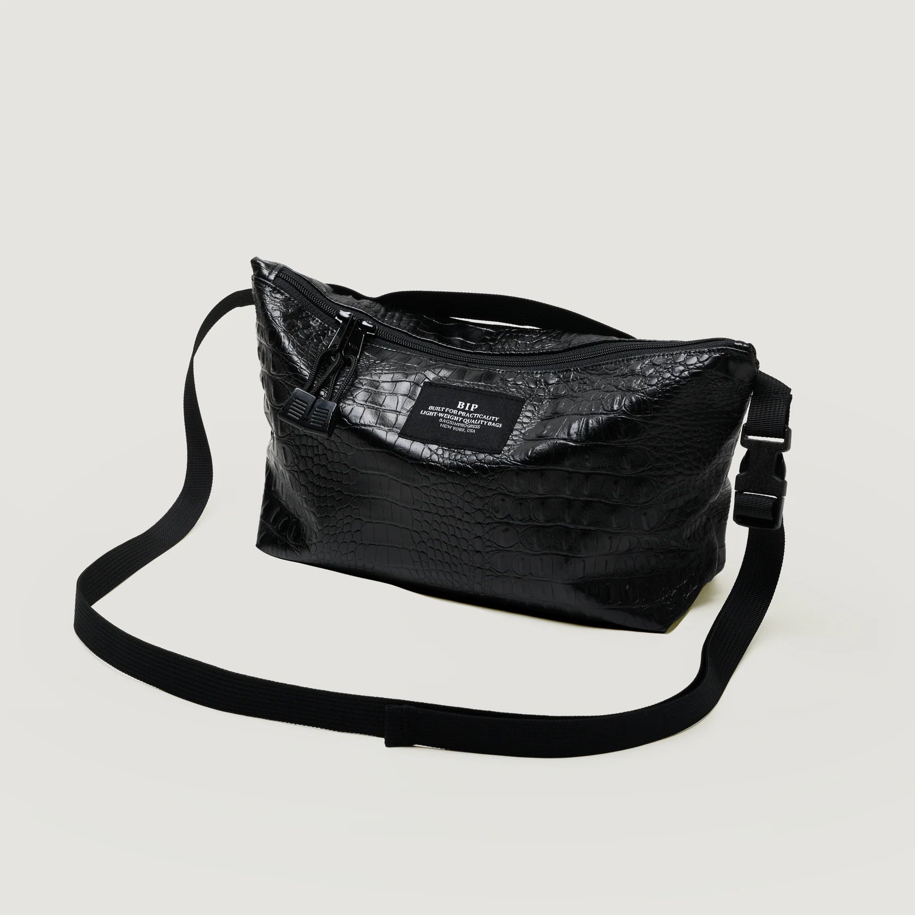 Borsa Fannypack Crossbody Black Croco - BAGSINPROGRESS