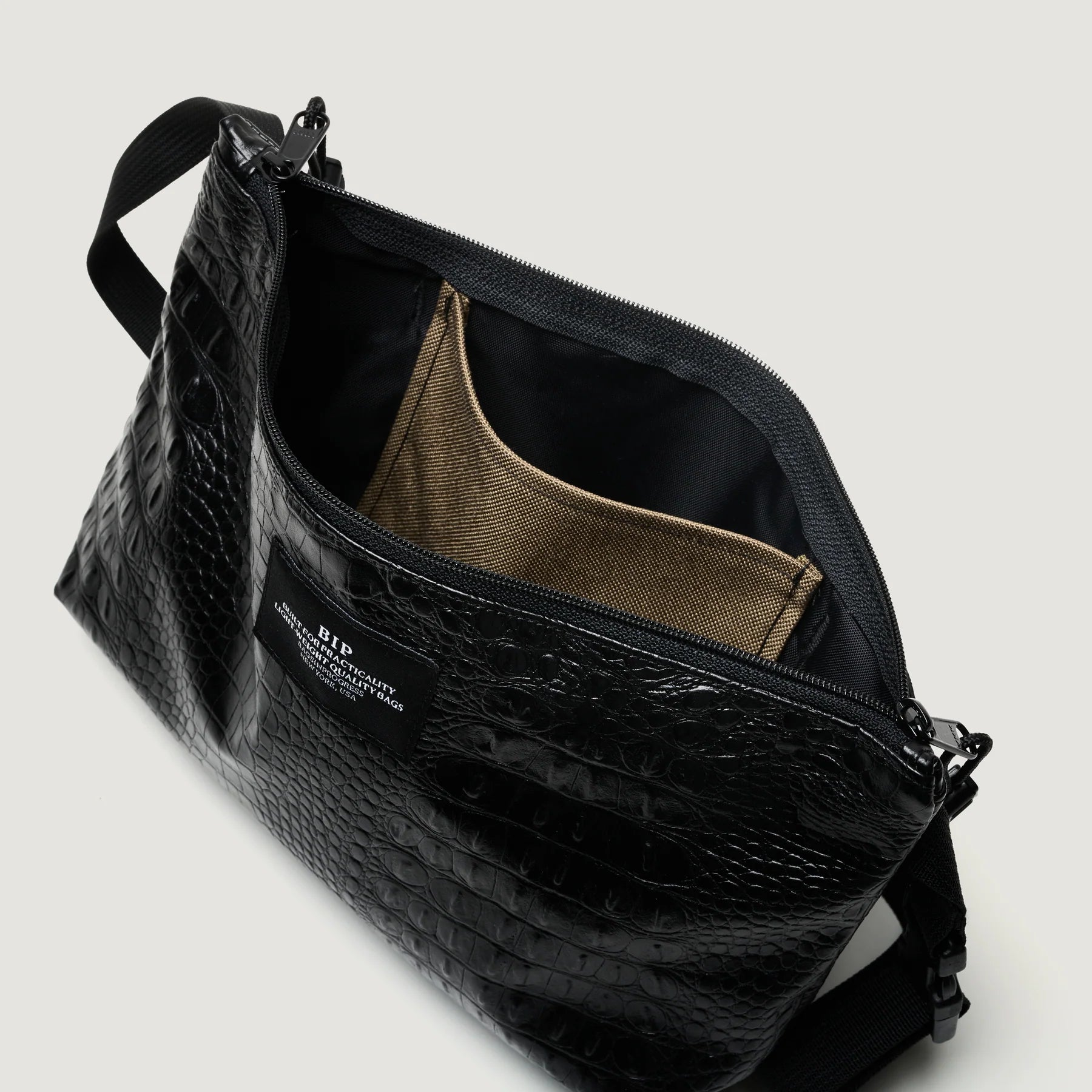 Borsa Fannypack Crossbody Black Croco - BAGSINPROGRESS