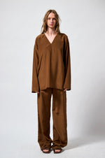 Carica l'immagine nel visualizzatore di Gallery, Pants pj flex brown silk - Monique Van Heist
