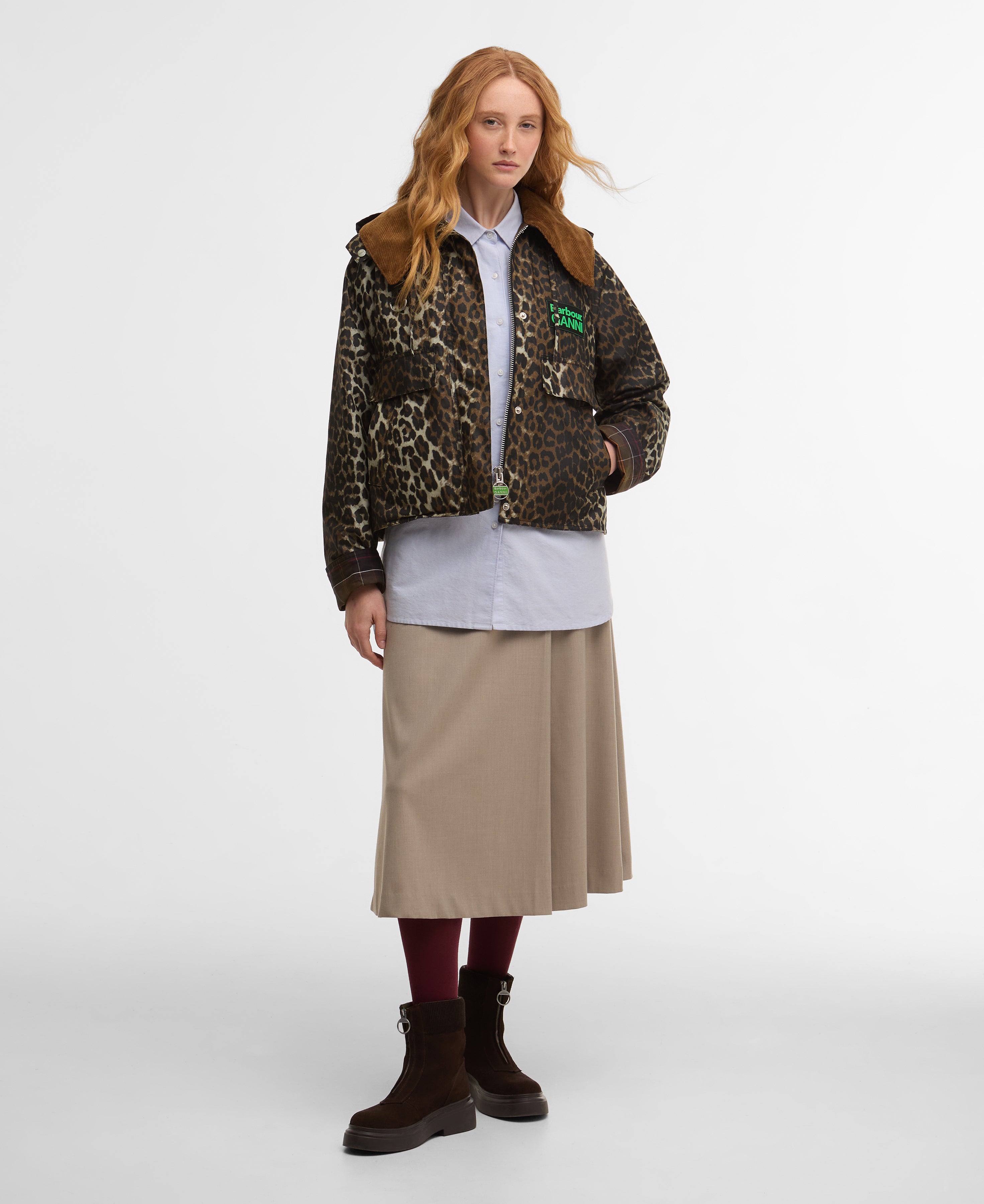 Giacca a vento cerata con stampa leopardata - Barbour x GANNI