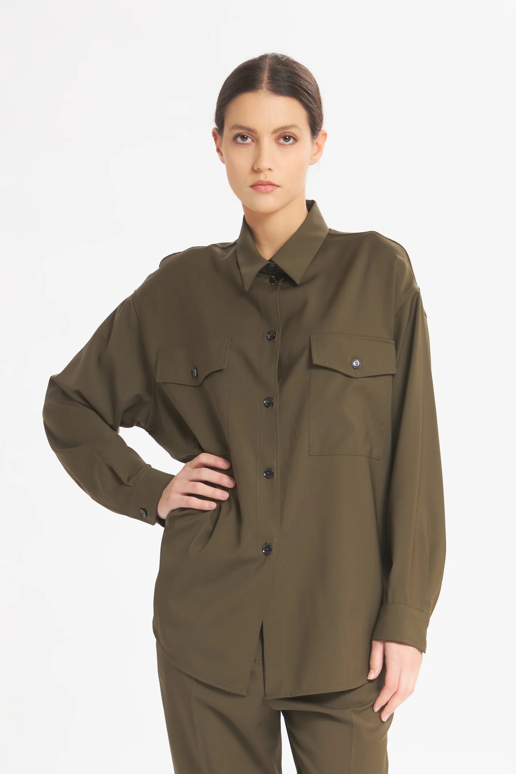 Overshirt Marcella Tropical Oliva - Barena Venezia