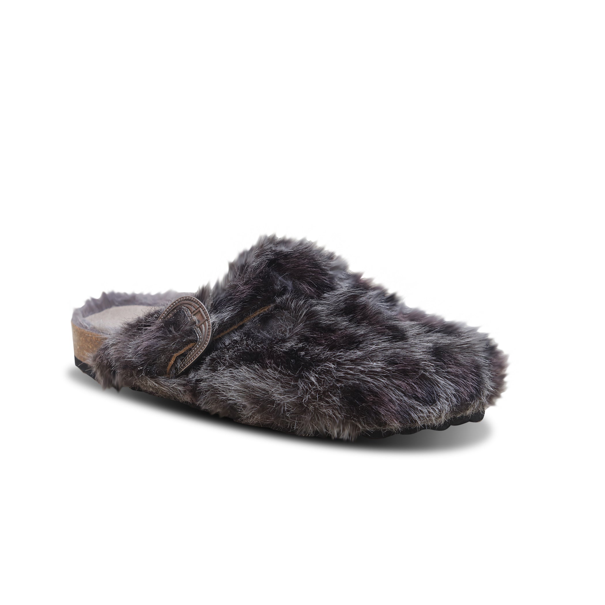 Sabot Pelliccia Leopard Grigio - Taji