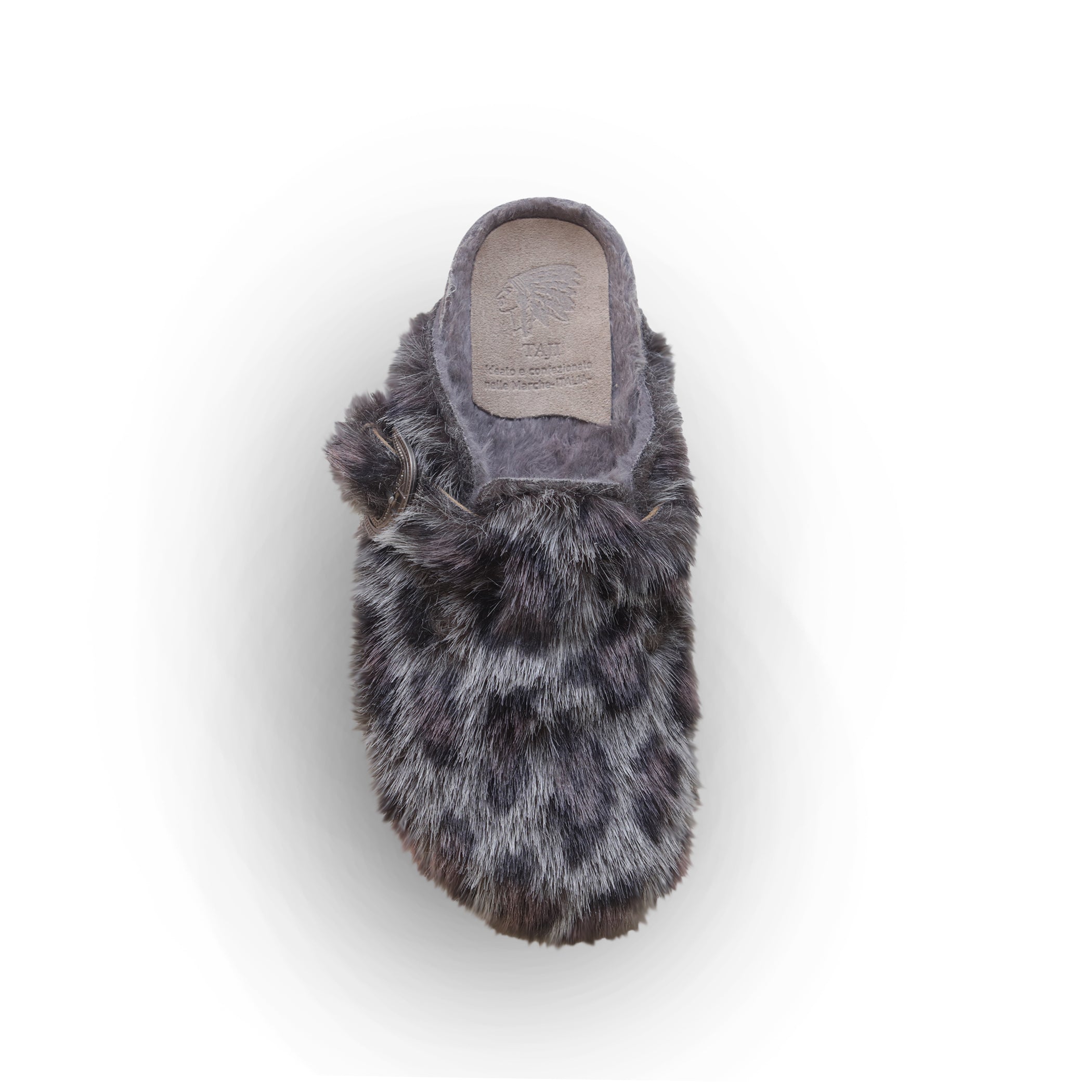Sabot Pelliccia Leopard Grigio - Taji
