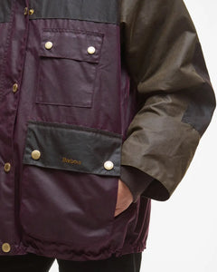 Keeley Waxed Jacket Merlot/Rustic/Beech/Muted Tartan - Barbour