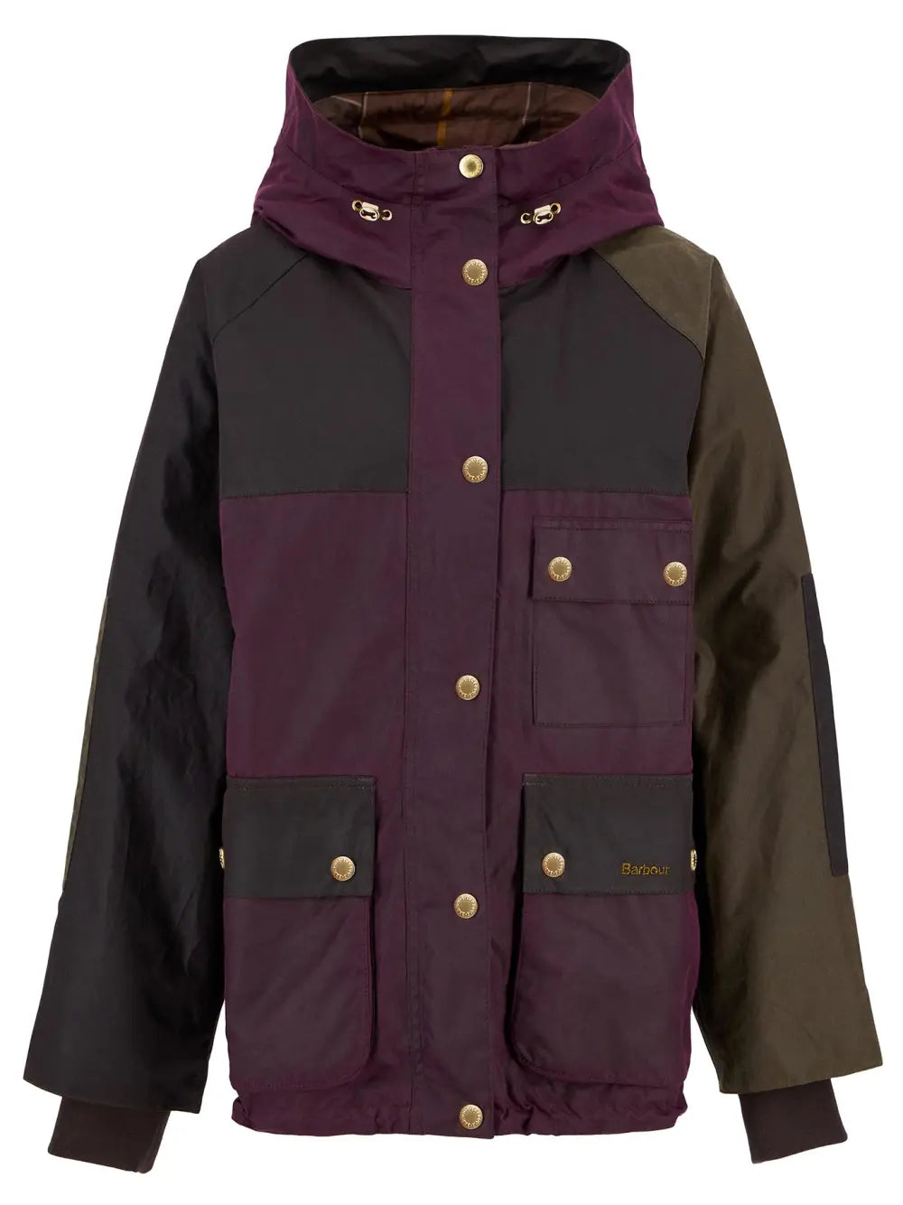Keeley Waxed Jacket Merlot/Rustic/Beech/Muted Tartan - Barbour