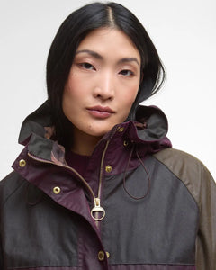 Keeley Waxed Jacket Merlot/Rustic/Beech/Muted Tartan - Barbour