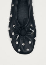 Carica l'immagine nel visualizzatore di Gallery, Rosalind All Studs Black Leather Ballet Flats - Alohas
