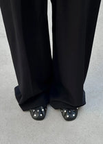 Carica l'immagine nel visualizzatore di Gallery, Rosalind All Studs Black Leather Ballet Flats - Alohas
