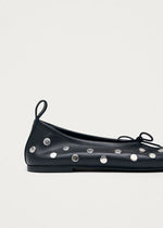 Carica l'immagine nel visualizzatore di Gallery, Rosalind All Studs Black Leather Ballet Flats - Alohas

