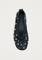 Carica l'immagine nel visualizzatore di Gallery, Rosalind All Studs Black Leather Ballet Flats - Alohas
