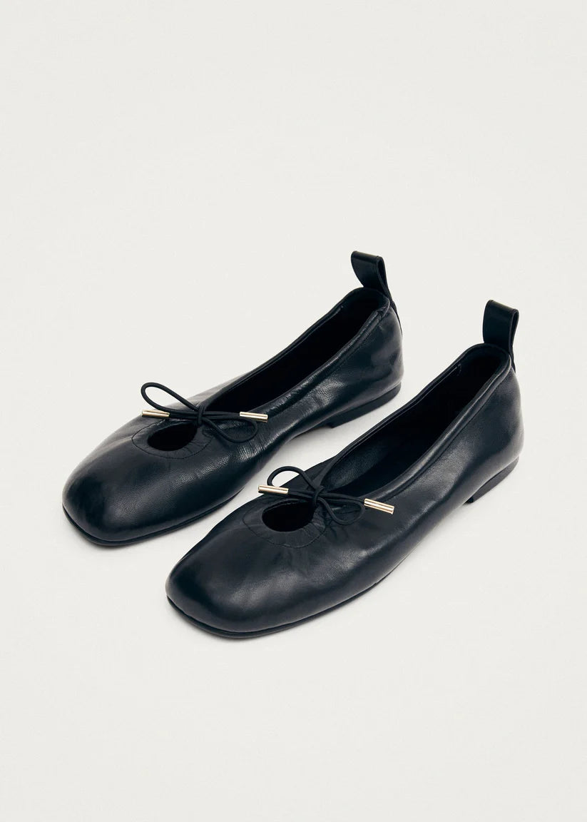 Rosalind Black Leather Ballet Flats - Alohas