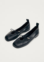 Carica l&#39;immagine nel visualizzatore di Gallery, Rosalind Black Leather Ballet Flats - Alohas
