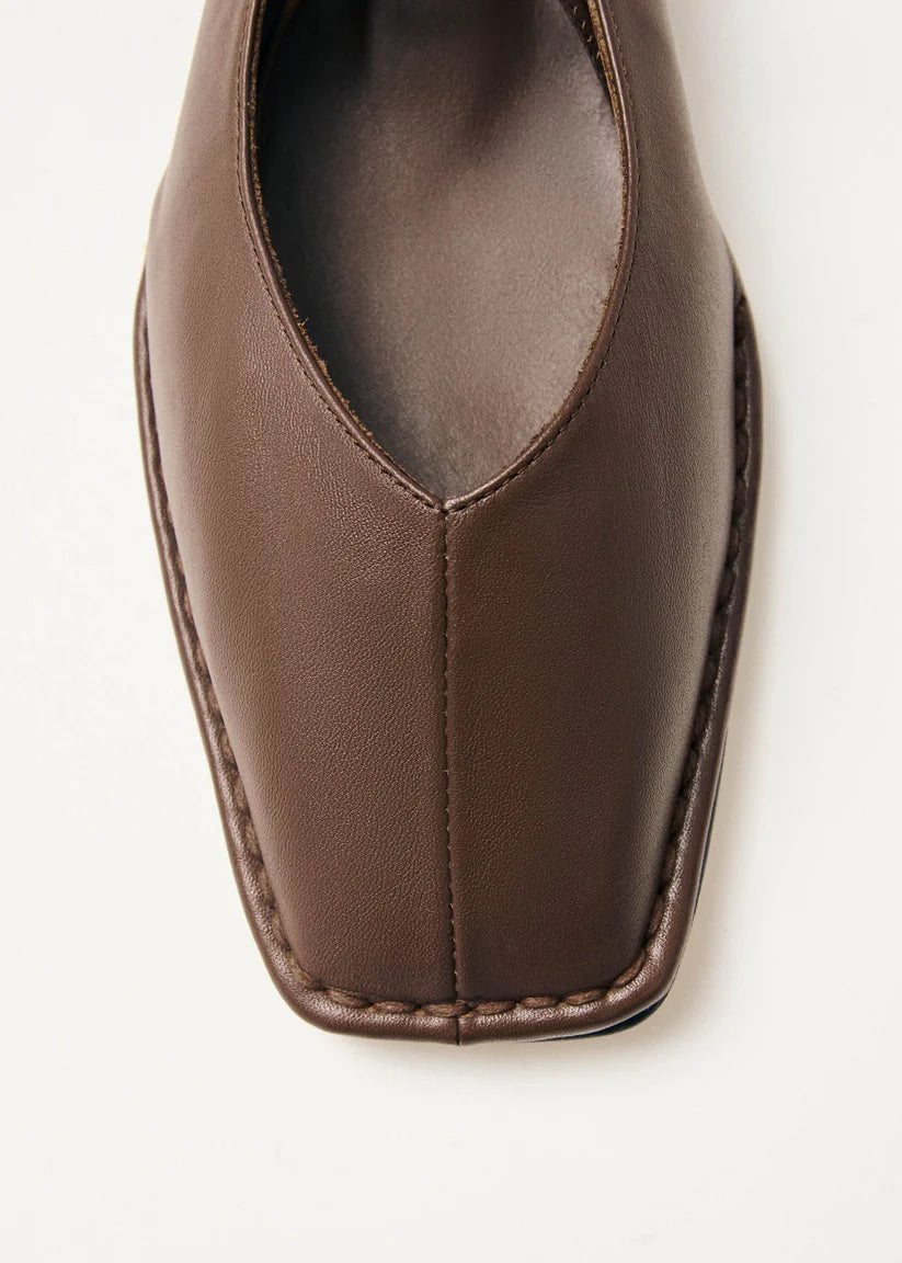 Sway Chestnut Brown	Leather Ballet Flats - Alohas