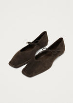 Carica l'immagine nel visualizzatore di Gallery, Sway Suede Coffee Brown Leather Ballet Flats - Alohas
