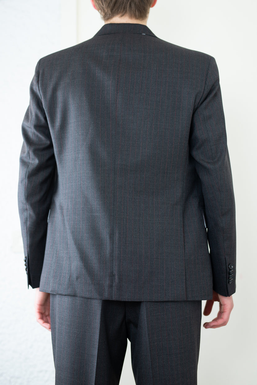 Blazer doppio petto Gessato marrone con riga rossa - LC23