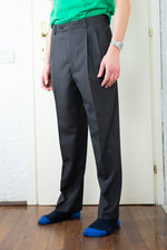 Carica l&#39;immagine nel visualizzatore di Gallery, Pantalone Gessato marrone con riga rossa - LC23
